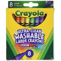 Washable Crayons, Large Size, 8 Colors, Pack of 1