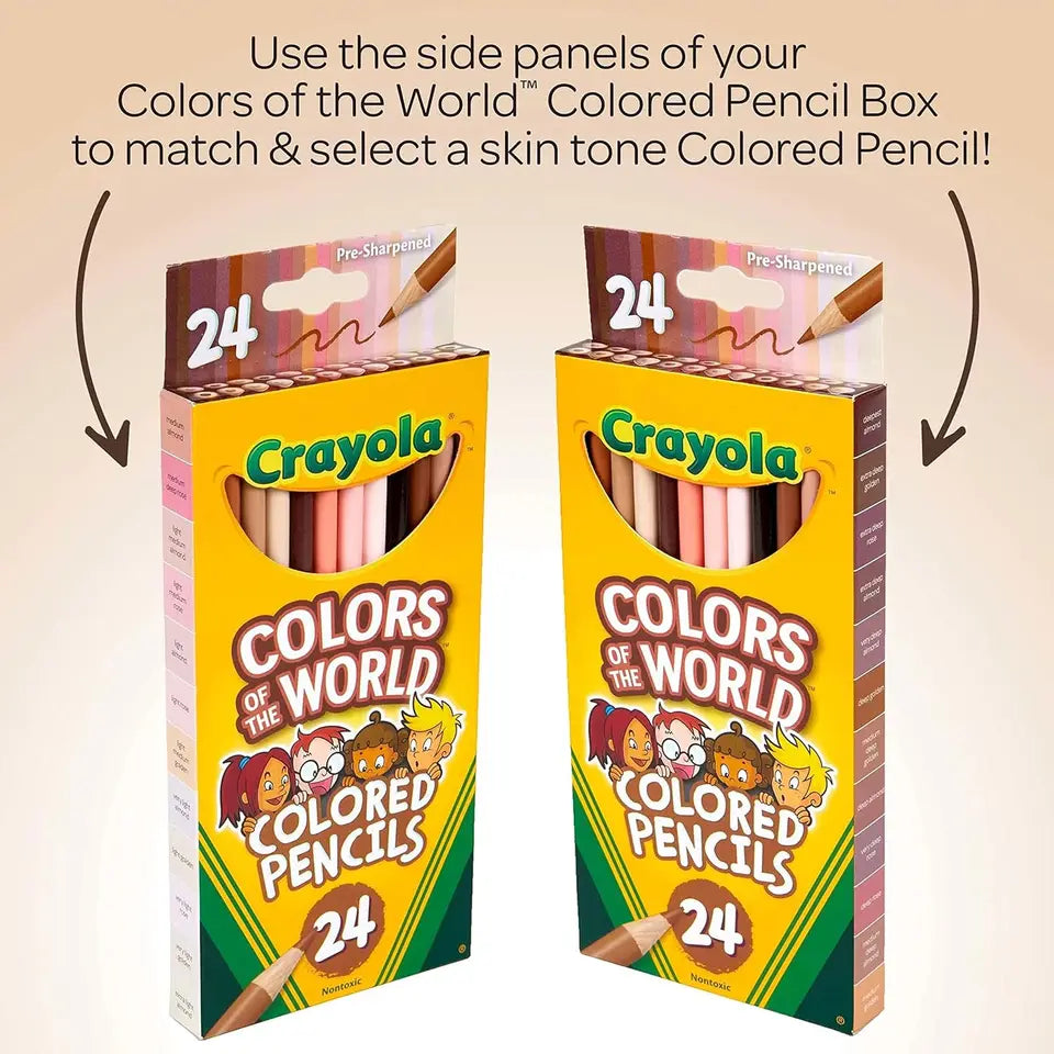 Colors of the World Colored Pencil Set (24ct), Skin Tone Colored Pencils for Kids, Coloring Book Pencils, Gifts for Kids