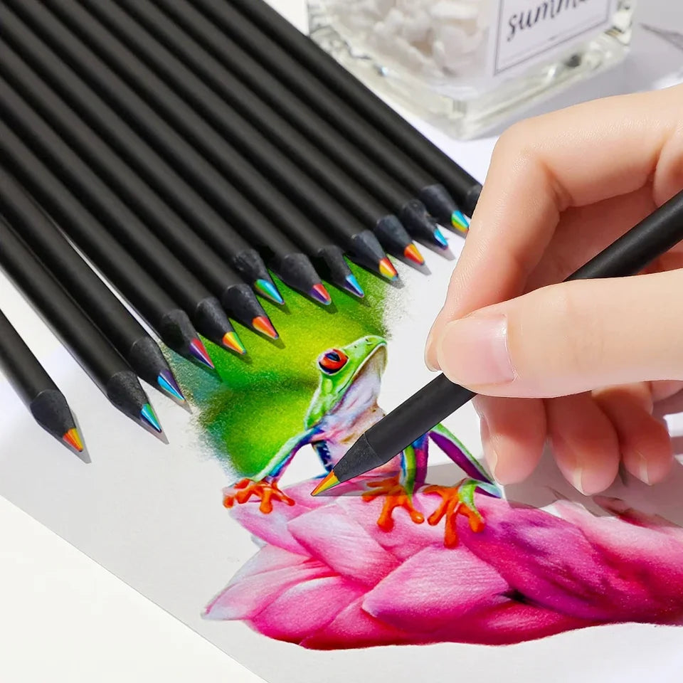 3Pcs pastel 7 Colors Concentric Gradient Rainbow Pencil Crayons Colored Pencil Set cheap kawaii stationery Art Painting Drawing