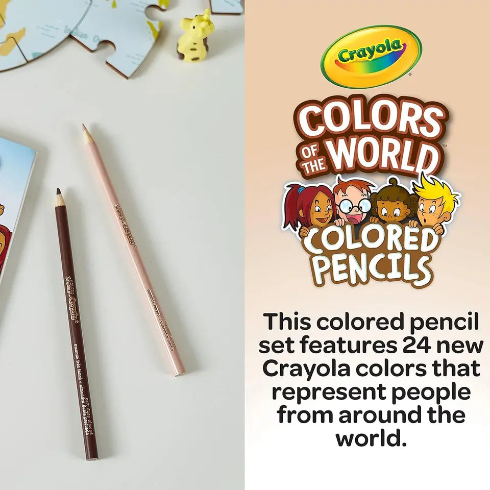 Colors of the World Colored Pencil Set (24ct), Skin Tone Colored Pencils for Kids, Coloring Book Pencils, Gifts for Kids