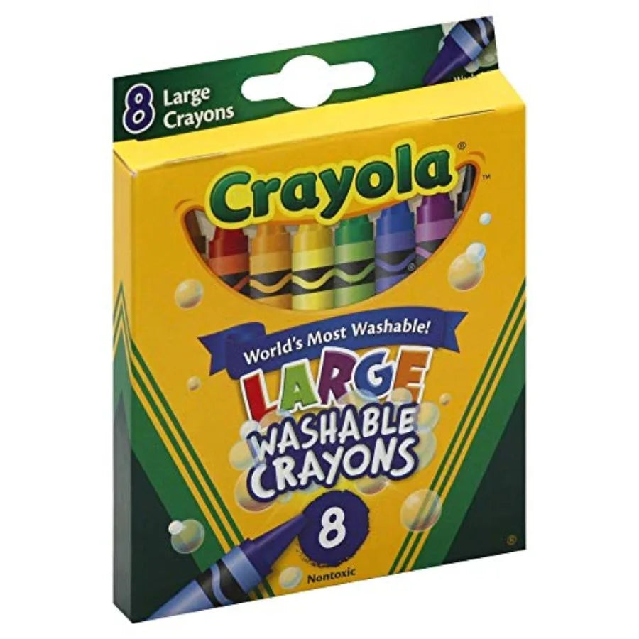 Washable Crayons, Large Size, 8 Colors, Pack of 1