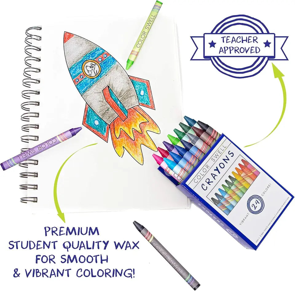 24-Pack Crayons – Non-Toxic, Ideal for Kids, Students, Adults, and Classroom Activities