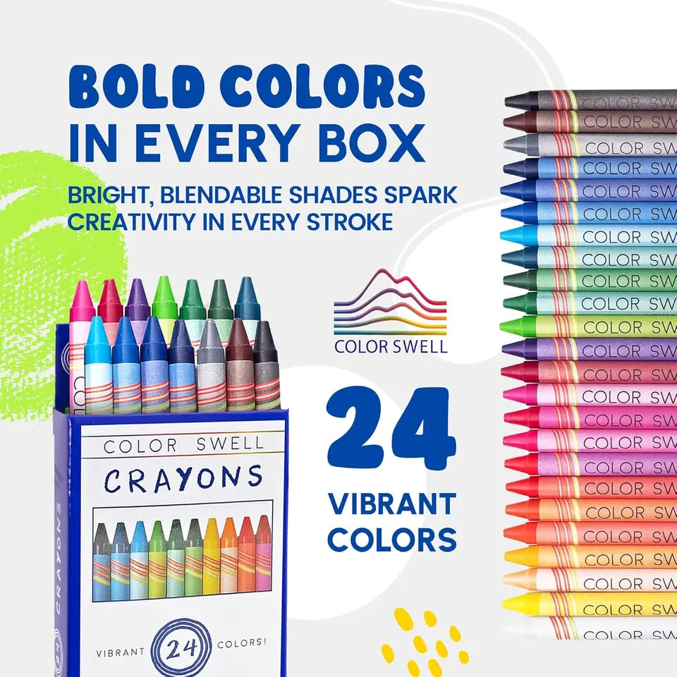 24-Pack Crayons – Non-Toxic, Ideal for Kids, Students, Adults, and Classroom Activities