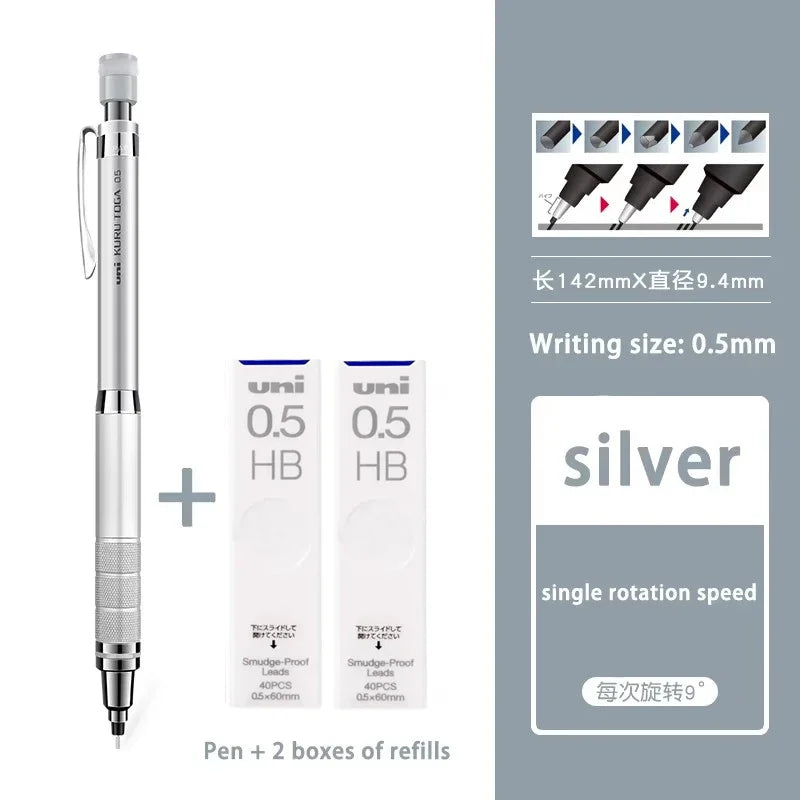 Uni Mechanical Pencil Set M5-1017 Kuru Toga Roulette Model Automatic Lead Spin 0.5mm Office School Supplies Japanese Stationery