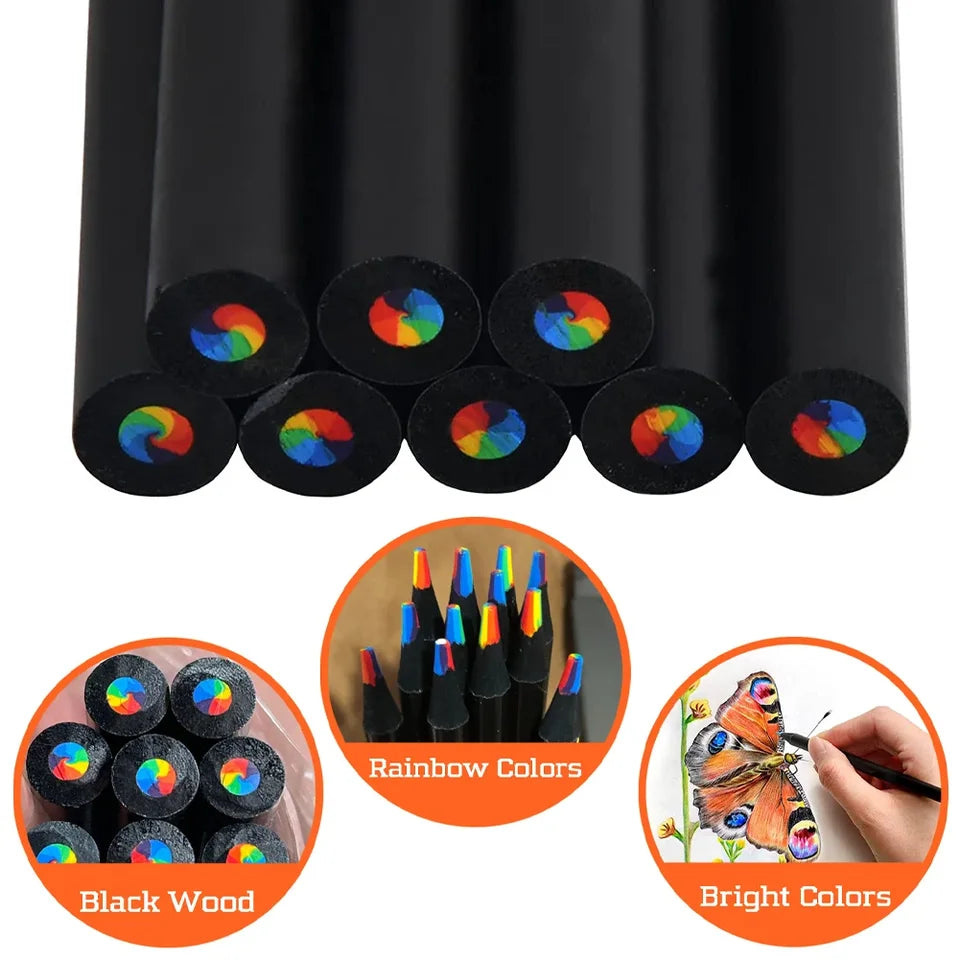 3Pcs pastel 7 Colors Concentric Gradient Rainbow Pencil Crayons Colored Pencil Set cheap kawaii stationery Art Painting Drawing