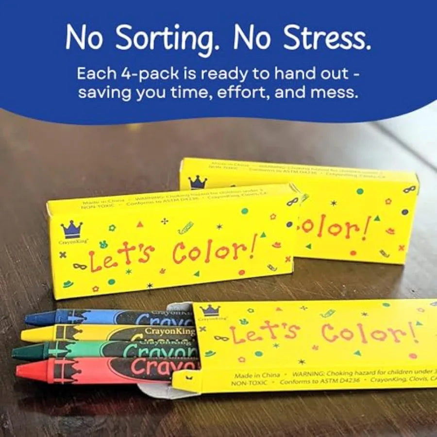 100 Bulk Crayons Pre-Packed Boxed 4 Classroom Ready Crayon Packs Party Favors for Teachers, Schools and Non-Toxic