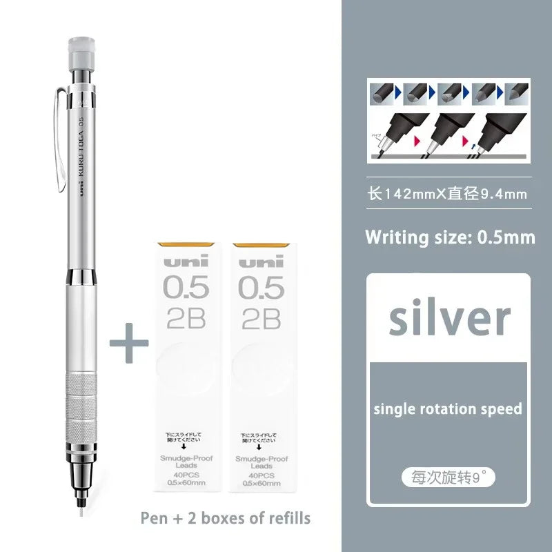 Uni Mechanical Pencil Set M5-1017 Kuru Toga Roulette Model Automatic Lead Spin 0.5mm Office School Supplies Japanese Stationery